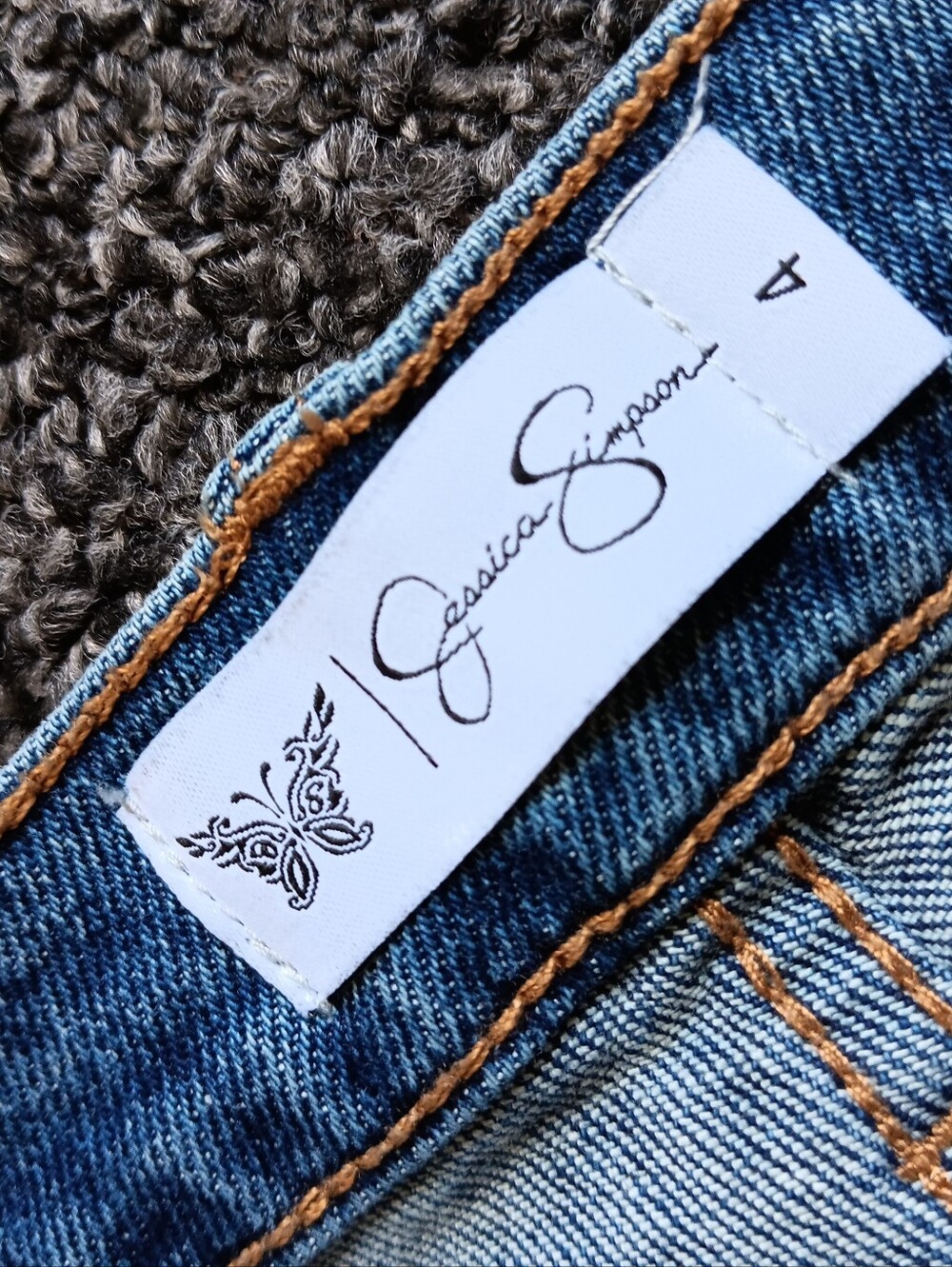 Jessica Simpson Zinnia Wide Leg Boyfriend  Blue Studded Denim Jeans Womens 4 - Picture 9 of 13